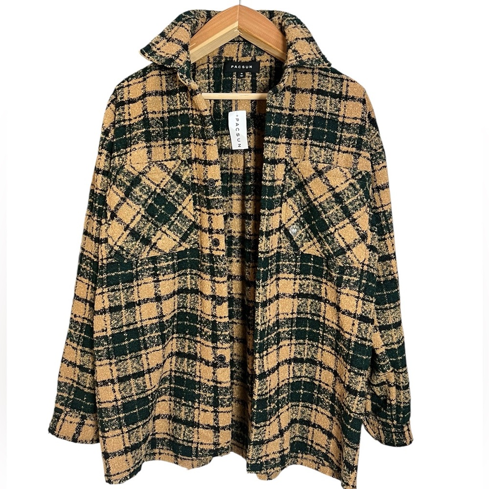 Pacsun Wooly Plaid Oversized Shacket size medium - Picture 3 of 7